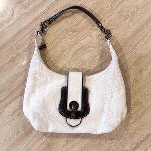 Authentic FENDI White Leather Borsa B Hobo Bag